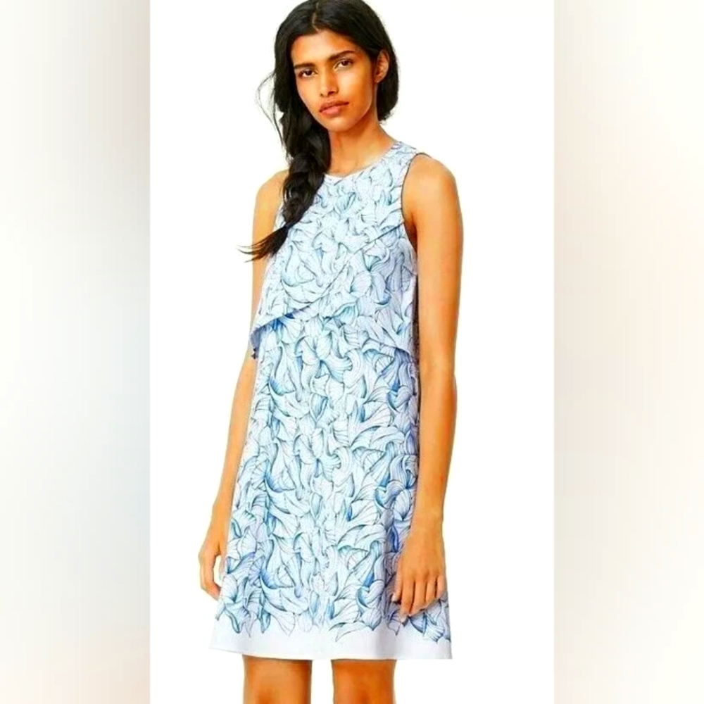 Tory Burch Kaley White Ellora Pima Cotton Popover Faux Layered Dress Size Small